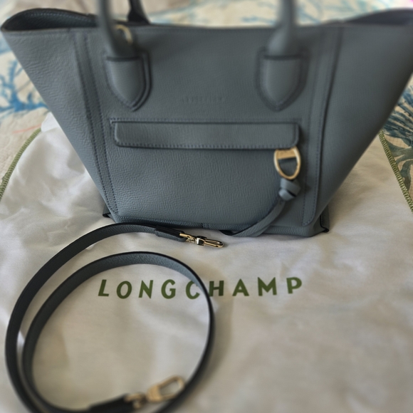 Longchamp Handbags - Authentic Longchamp Large Mailbox Leather Tote Bag in Slate Blue